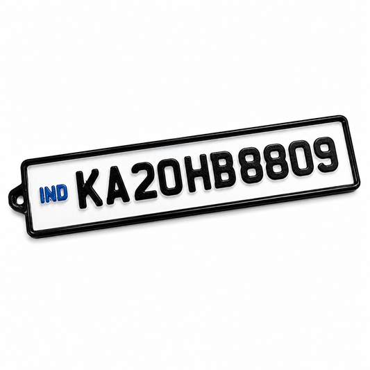 Personalized  Vehicle Number Plate 3D Printed Keychain