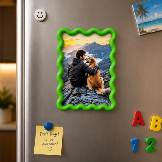 Custom Wavy Photo Fridge Magnet – Personalized Picture Frame