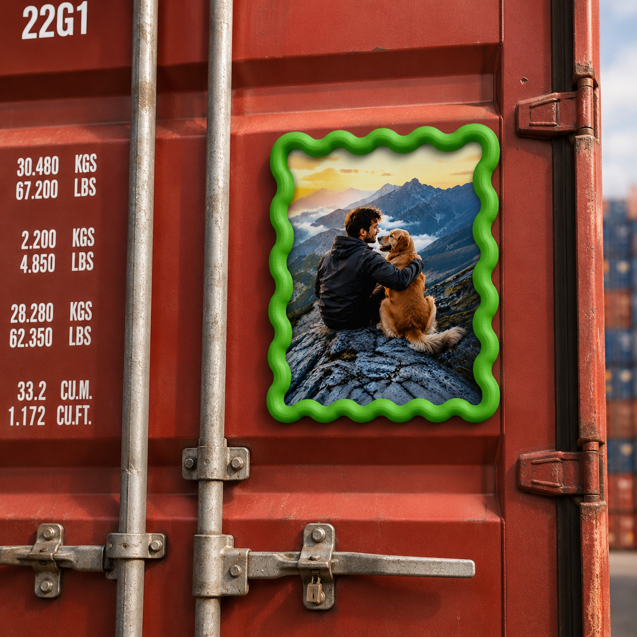 Custom Wavy Photo Fridge Magnet – Personalized Picture Frame