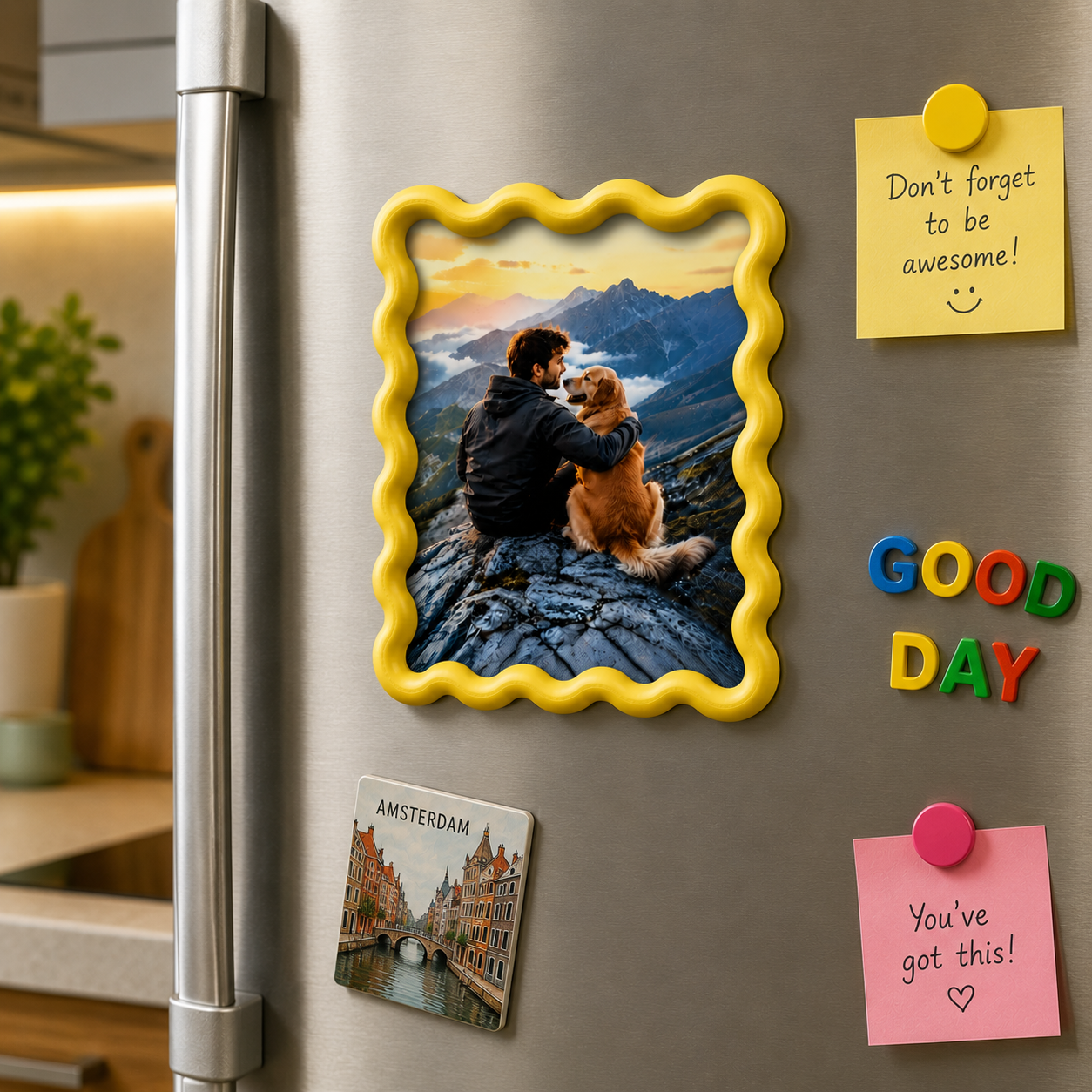 Custom Wavy Photo Fridge Magnet – Personalized Picture Frame