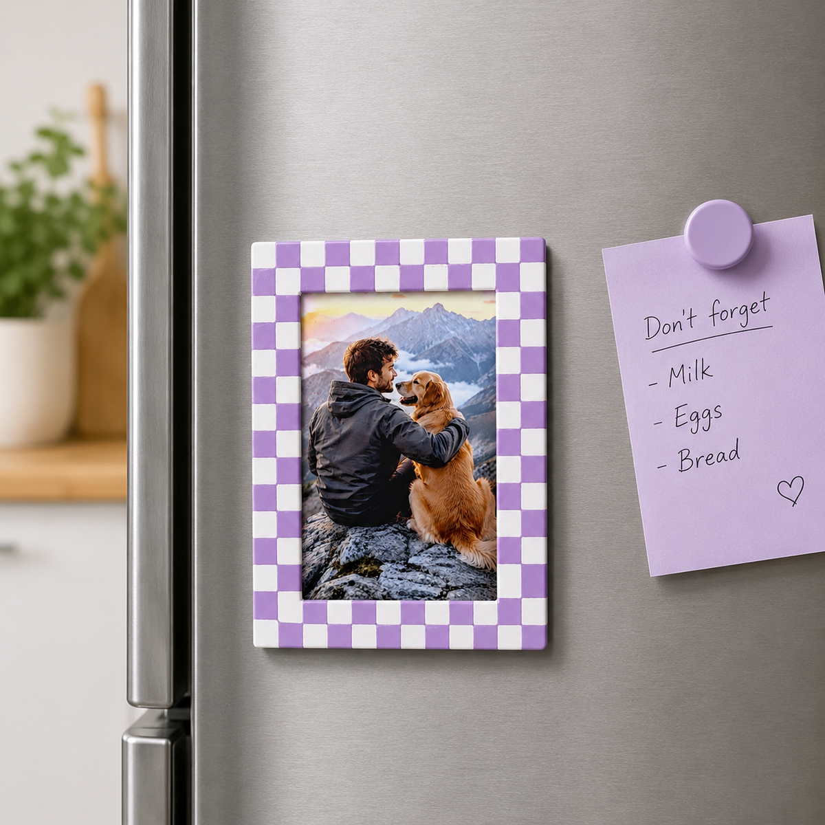 Photo Frame Fridge Magnet – Checkerboard Magnetic Picture Frame