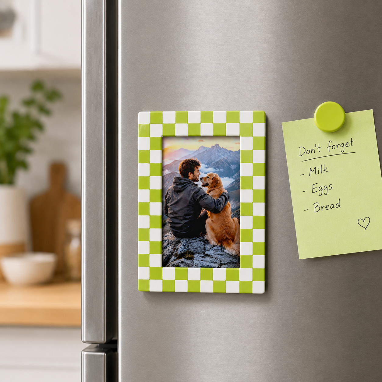 Photo Frame Fridge Magnet – Checkerboard Magnetic Picture Frame