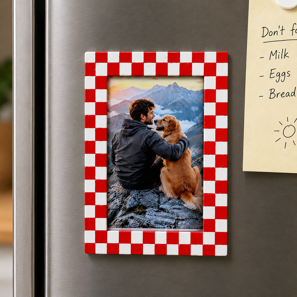 Photo Frame Fridge Magnet – Checkerboard Magnetic Picture Frame