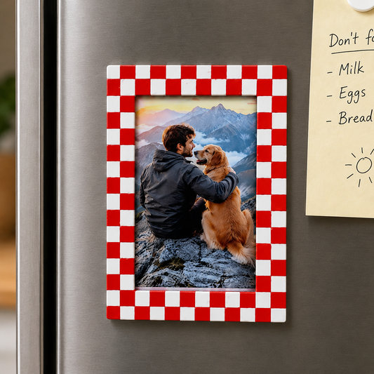 Photo Frame Fridge Magnet – Checkerboard Magnetic Picture Frame