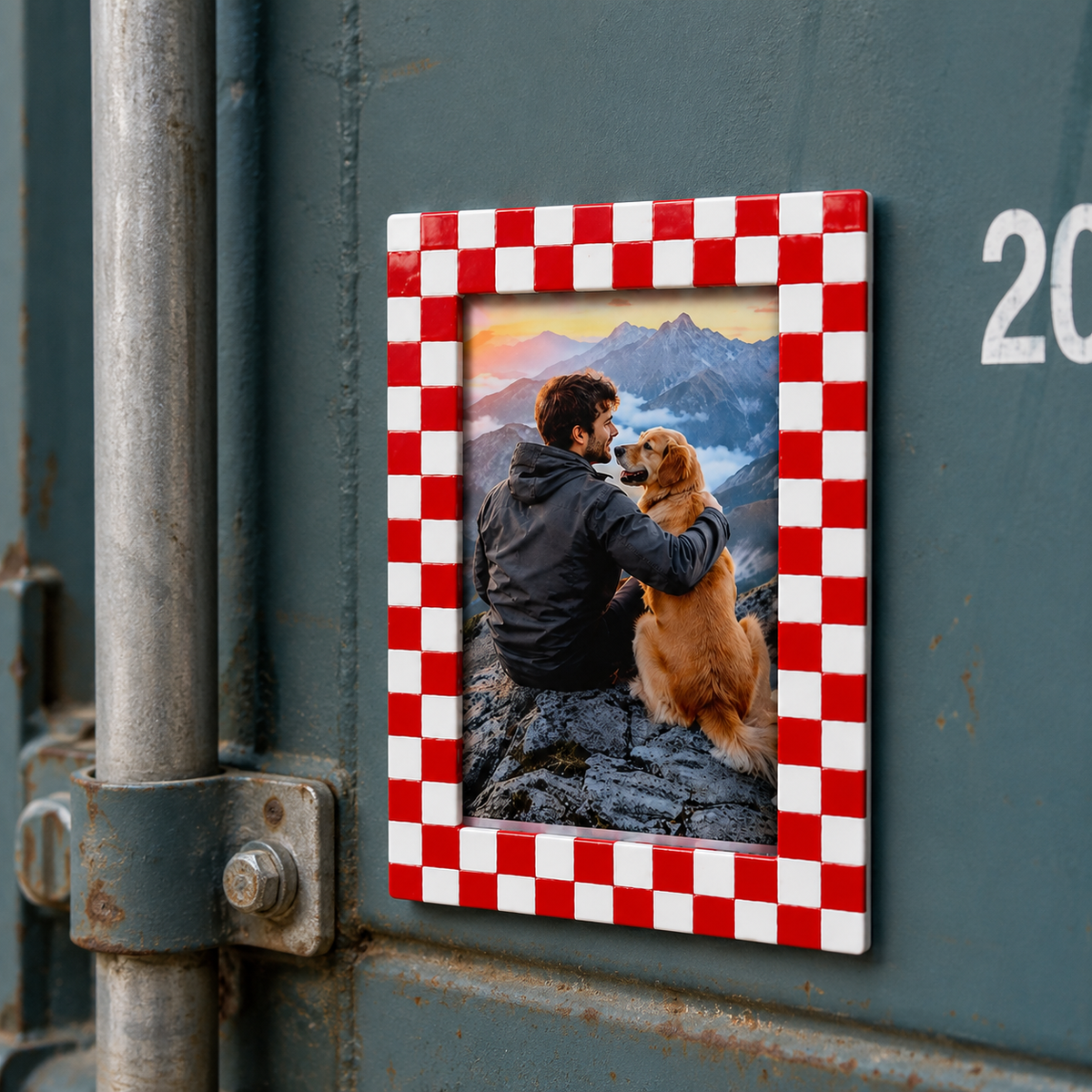 Photo Frame Fridge Magnet – Checkerboard Magnetic Picture Frame