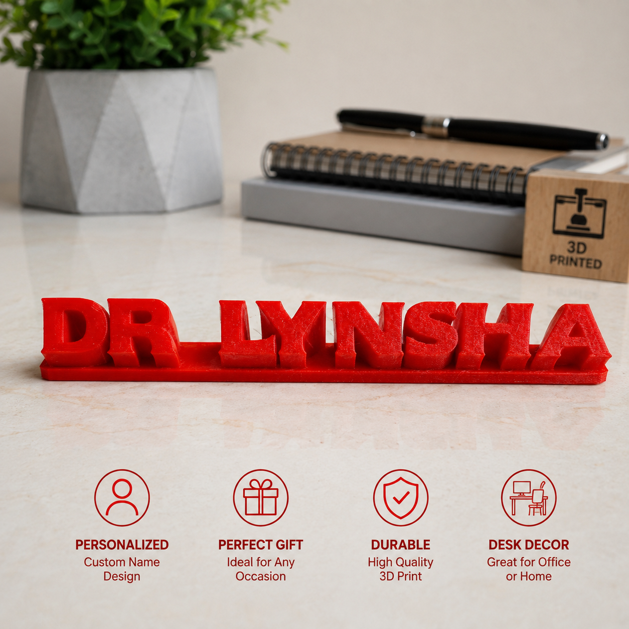 3D Printed Personalized Nameplate for desk space