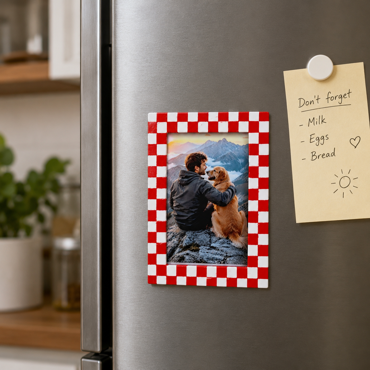 Photo Frame Fridge Magnet – Checkerboard Magnetic Picture Frame