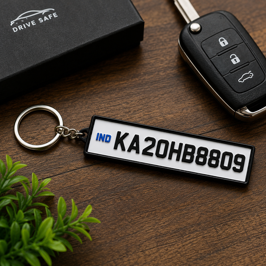Personalized  Vehicle Number Plate 3D Printed Keychain