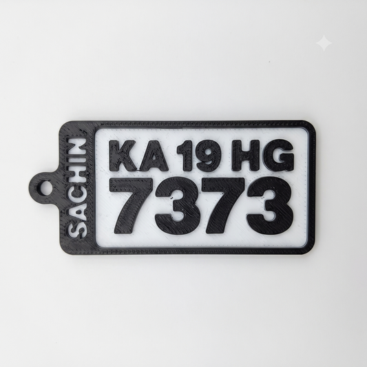 Custom Vehicle Number Plate 3D Printed Keychain
