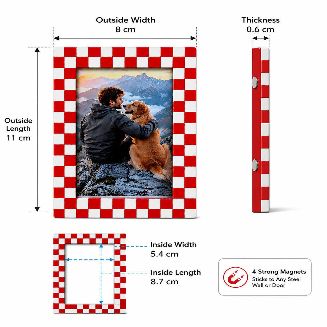 Photo Frame Fridge Magnet – Checkerboard Magnetic Picture Frame